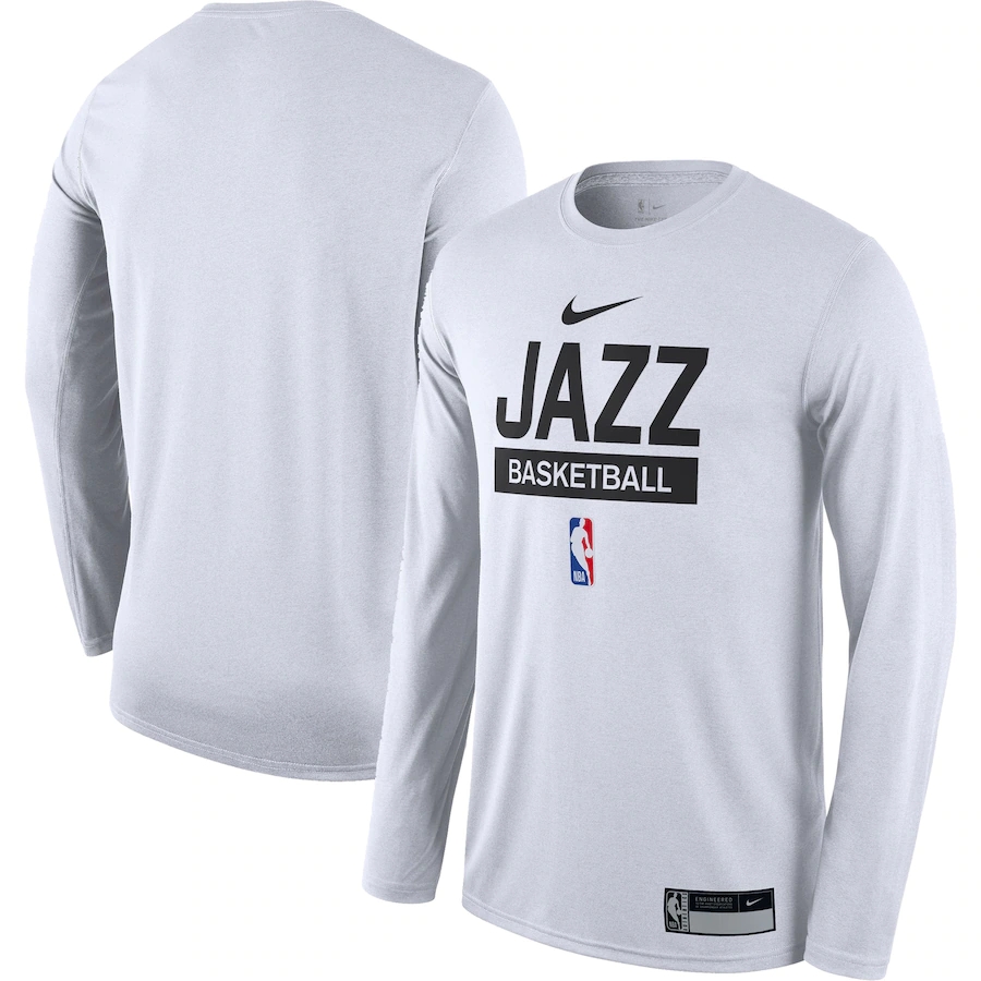 Men's Utah Jazz White 2022/23 Legend On-Court Practice Performance Long Sleeve T-Shirt Men's Utah Jazz White 2022/23 Legend On-Court Practice Performance Long Sleeve T-Shirt